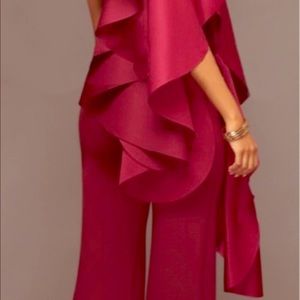 Ruffle Wine Jumpsuit